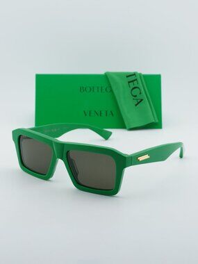 Bottega Veneta BV1213S 003 Rectangle Sunglasses - Green \ Green